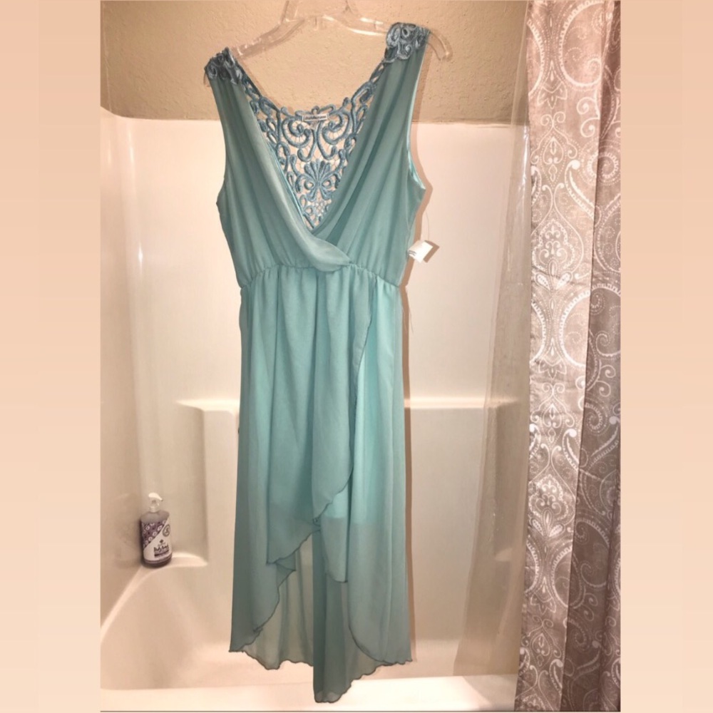 Teal chiffon dress